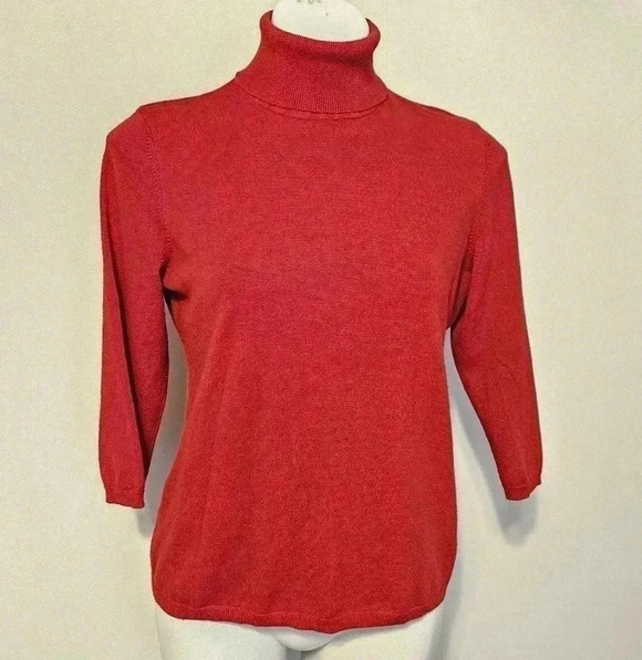 Chico's Tops - Chicos Top Womens 1 US Medium Red Turtleneck Rayon Polyester Casual Ladies